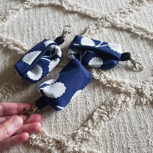 Indigo Blue Floral Print Doggy DO Doggy Poo Bag Blue Pouch Zero Waste Handmade - Picture 2 of 6